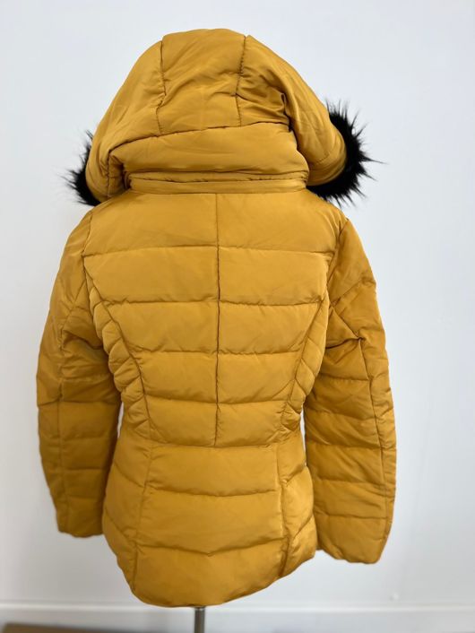 Black Fur Hood Yellow Parka Jacket