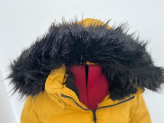 Black Fur Hood Yellow Parka Jacket