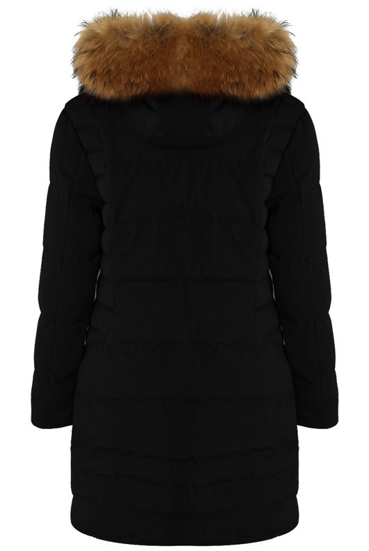 Golden Fur Hood Long Parka Coat