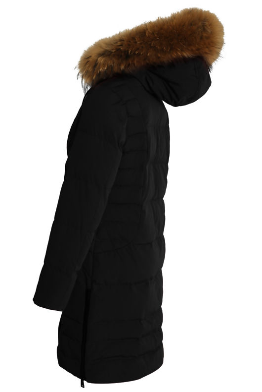 Golden Fur Hood Long Parka Coat
