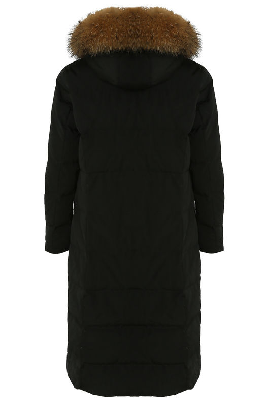 Black Golden Fur Hood Parka Coat