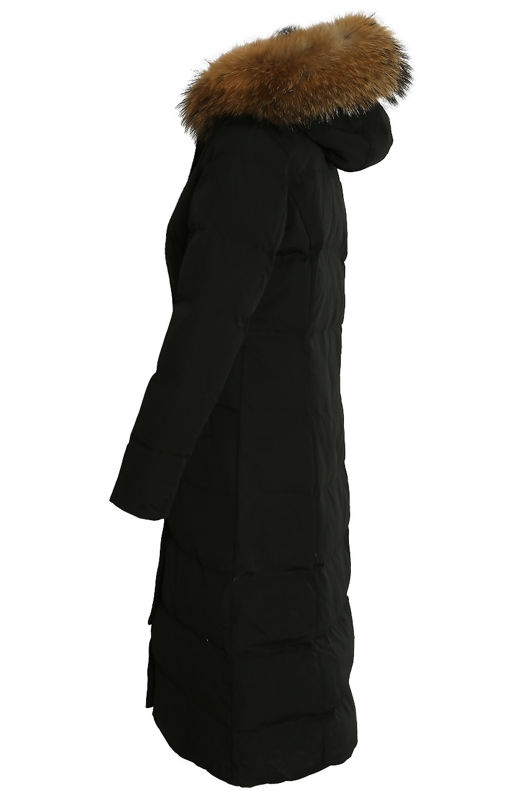 Black Golden Fur Hood Parka Coat