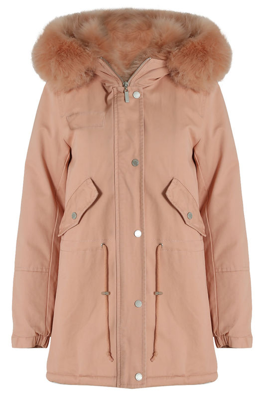 Rose Fur Lined Parka Coat