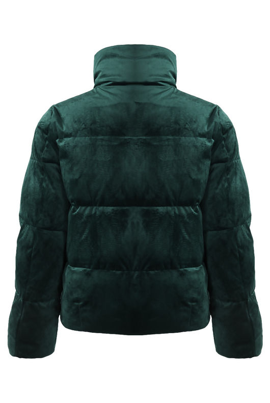 Green Velvet Quilted Bomber Jacket