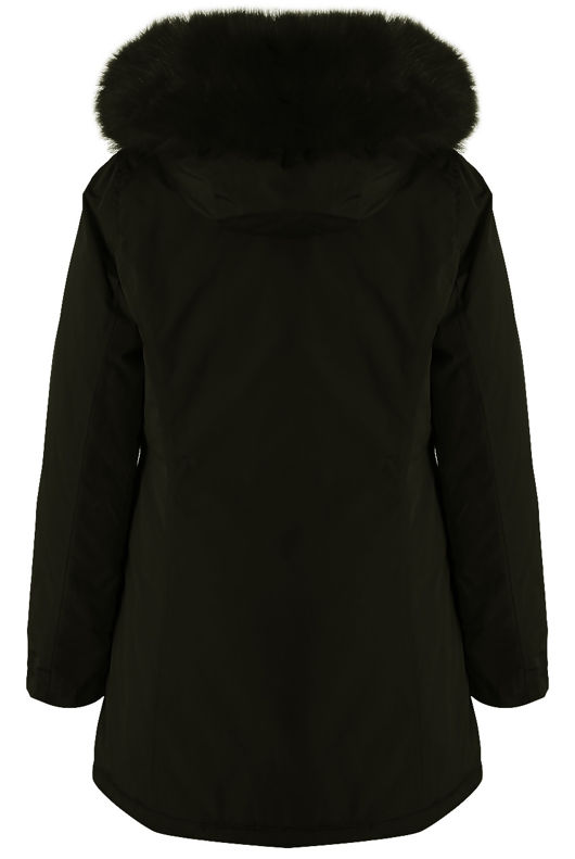 Khaki Fur Hood Canvas Parka Coats