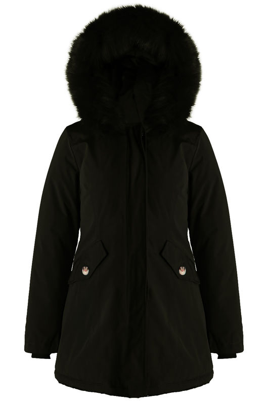 Khaki Fur Hood Canvas Parka Coats