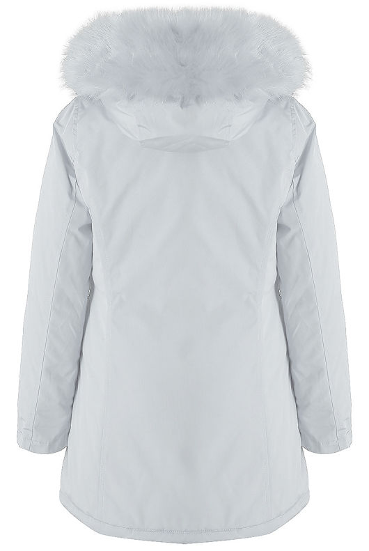 White Fur Hood Canvas Parka Coats