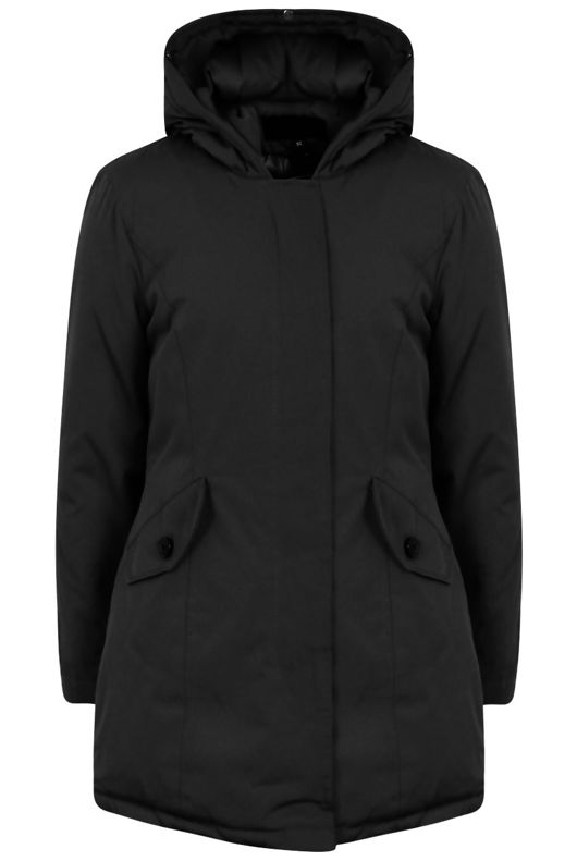 Black Fur Collar Parka Coat