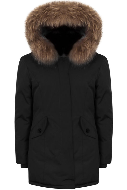 Black Fur Collar Parka Coat