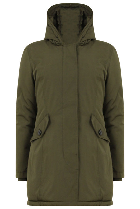 Khaki Thick Real Fur Trim Hooded Parka Coat
