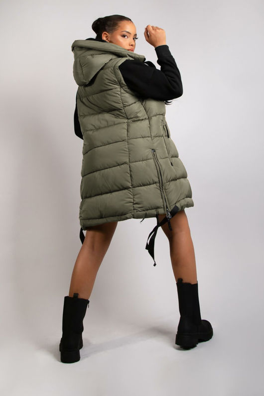 Hooded Puffer Gilet With Black Tabard