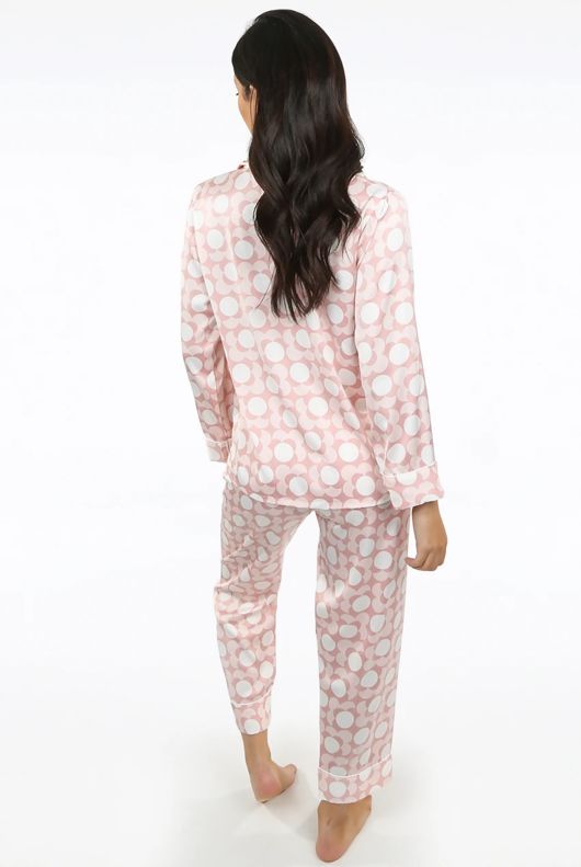 Pink Print Silk Pyjama Set