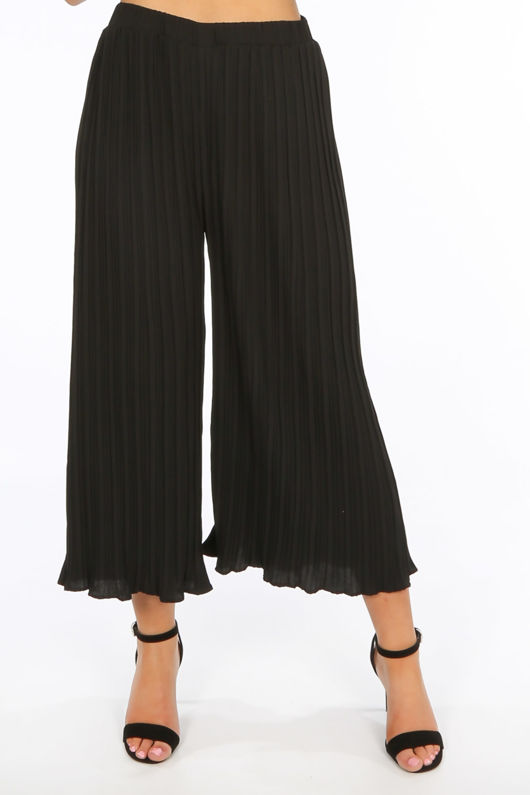 Crinkle Pleat Palazzo Trousers and Cami in Black