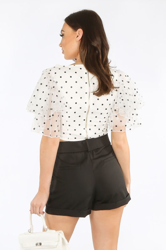 Polka Dot Tulle Crop Top