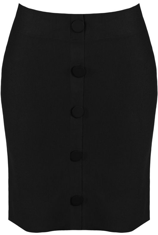 Black Front Button Up Mini Skirt