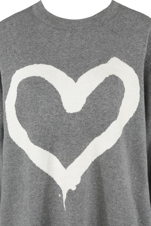 Grey Heart & NY Slogan Print Knitted Jumper