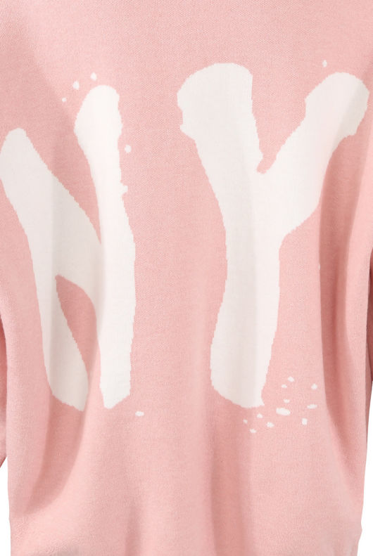 Pink Heart & NY Slogan Print Knitted Jumper
