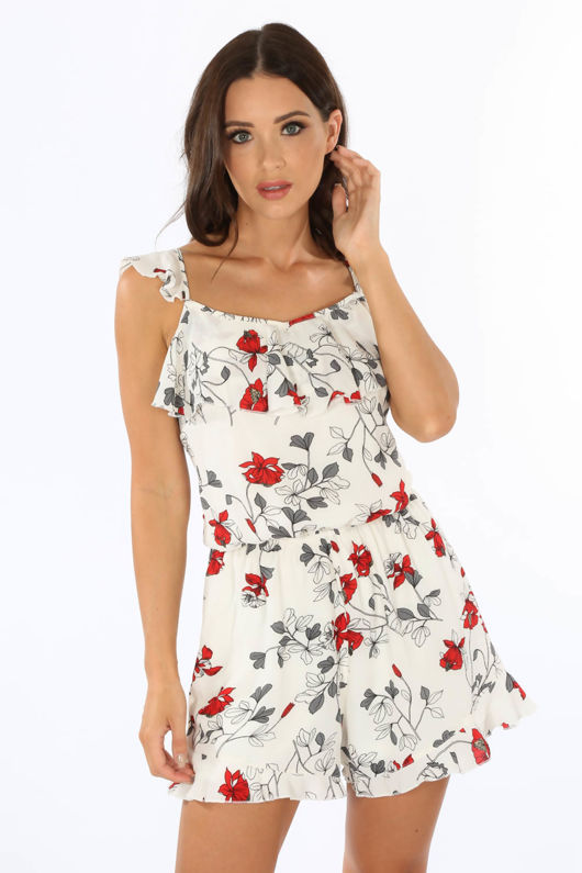 white frill playsuit