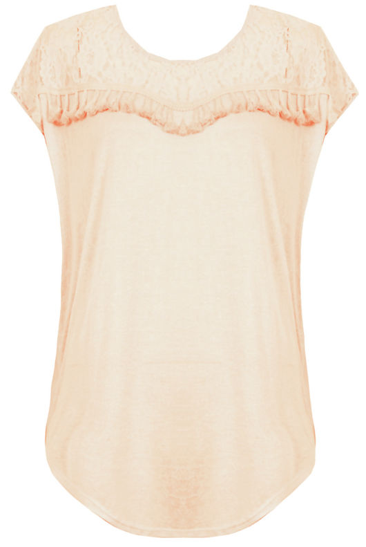 Cream Floral Lace Fringed Short Sleeve Tops
