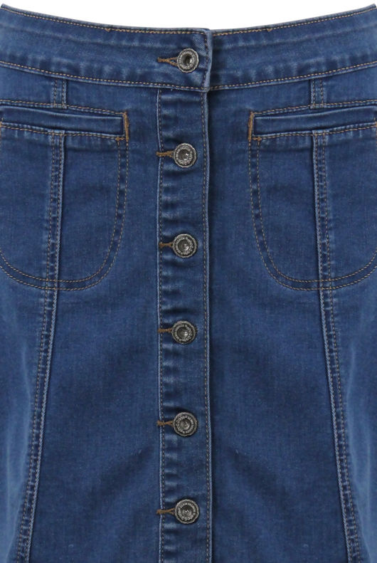 Blue Denim Front Pocket Mini Skirt