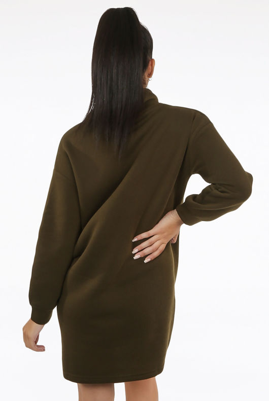 Studded ROCK ROLL Slogan High Neck Jumper Dress