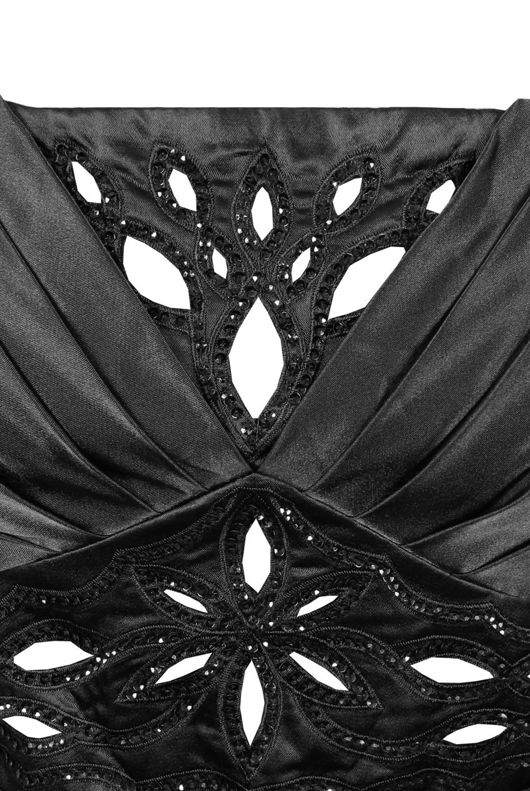 Black Sequin Detail Pleated Maxi Dress