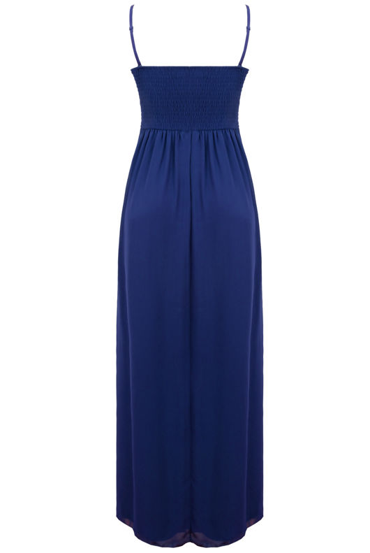 Navy Sequin Detail Pleated Maxi Dress