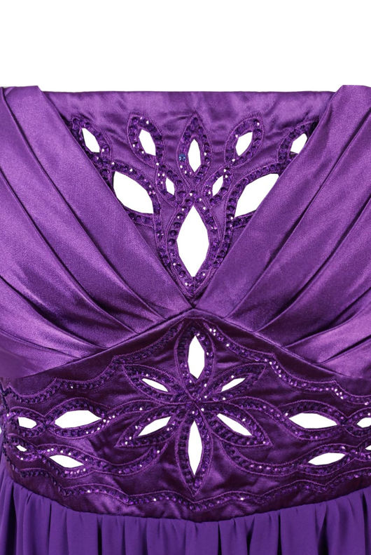 Purple Sequin Detail Pleated Maxi Dress