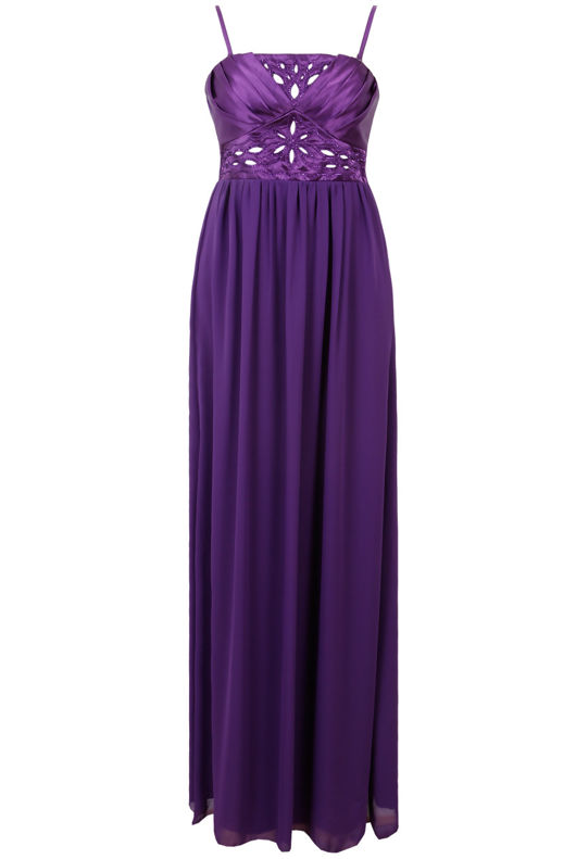 Purple Sequin Detail Pleated Maxi Dress