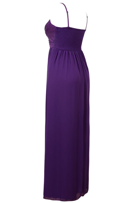 Purple Sequin Detail Pleated Maxi Dress