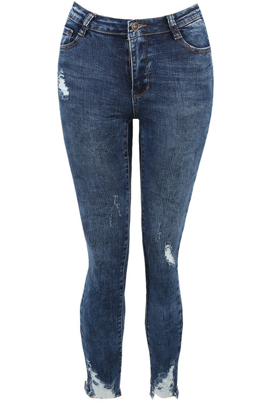 Acid Wash Frayed Ankle Grazers Jeans