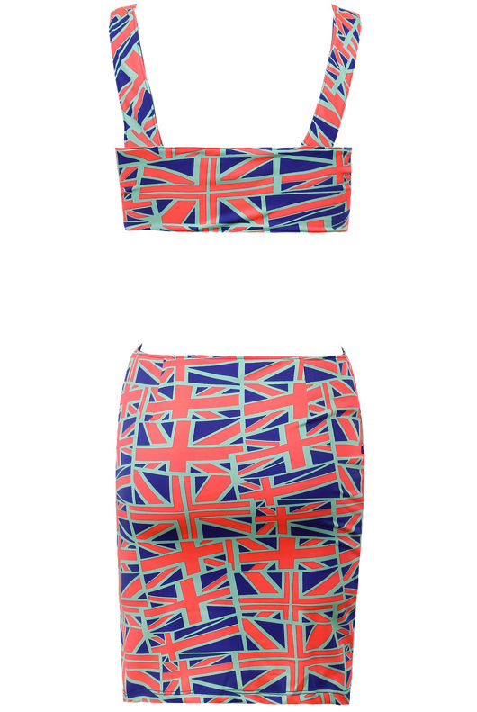 Flag Print Multi Cut Out Mini Dress