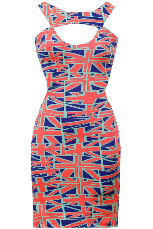 Flag Print Multi Cut Out Mini Dress