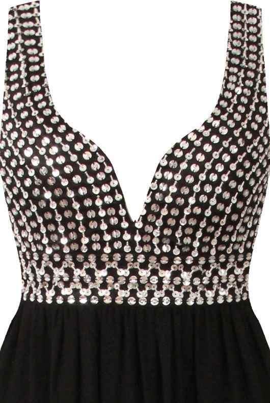 Black Sequin Textured Netted Maxi Dress 