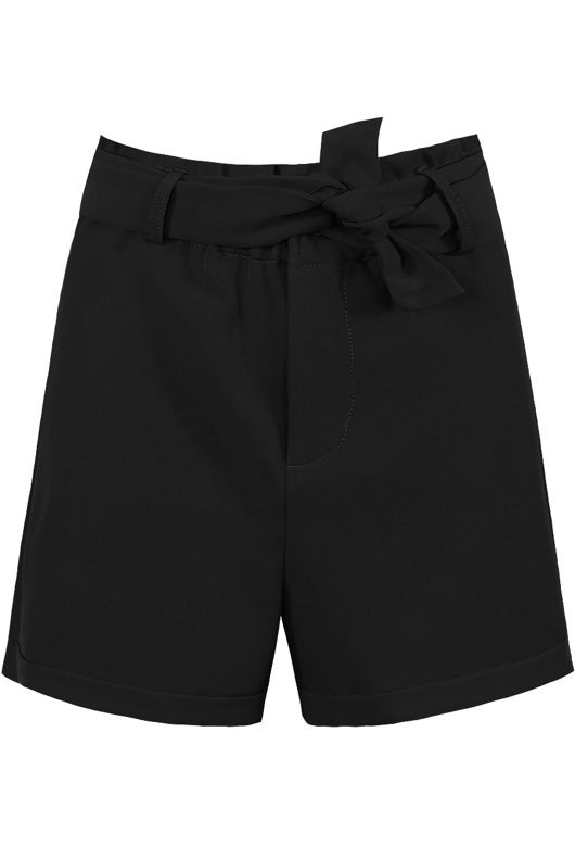 Black Front Knot Pocketed Shorts