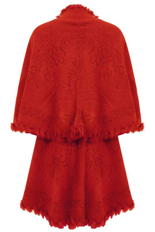 Red Flower Detail Cape Cardigan