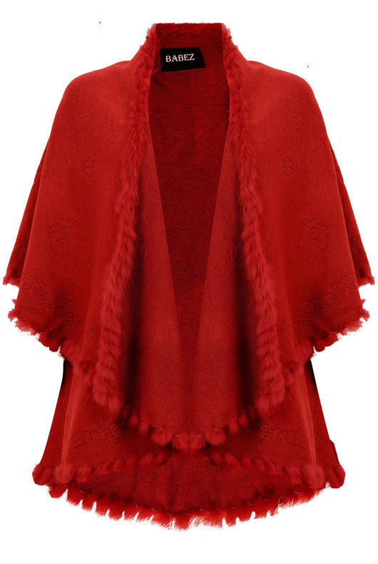 Red Flower Detail Cape Cardigan