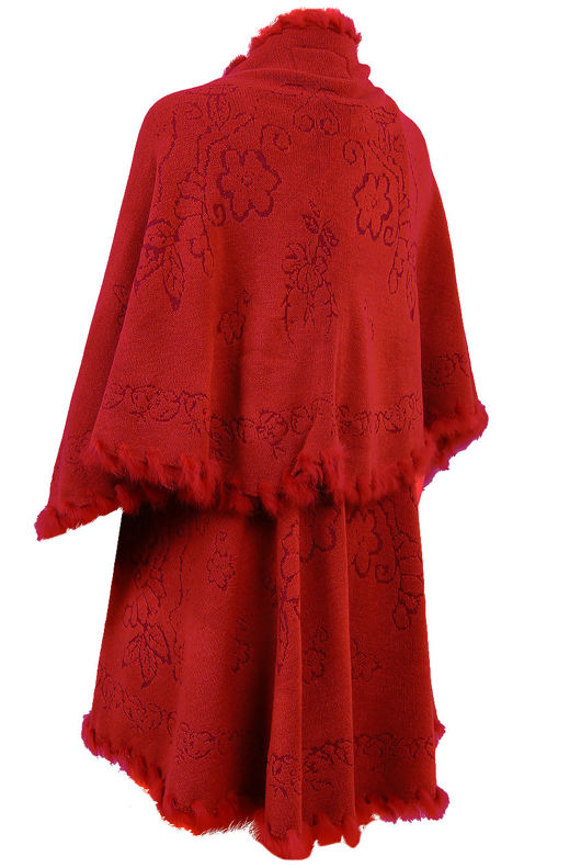 Red Flower Detail Cape Cardigan