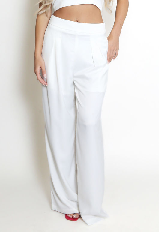 White Wide Leg Trousers