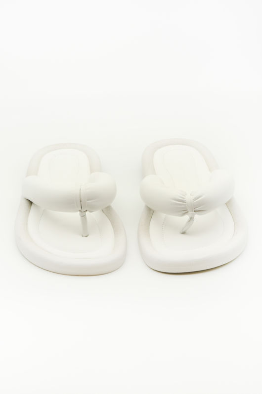 White Pu Padded Thong mule Sandals