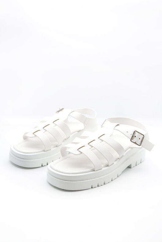 White Chunky Caged Sandal