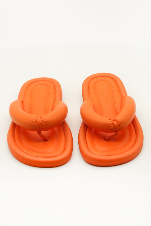Orange Pu Padded Thong mule Sandals