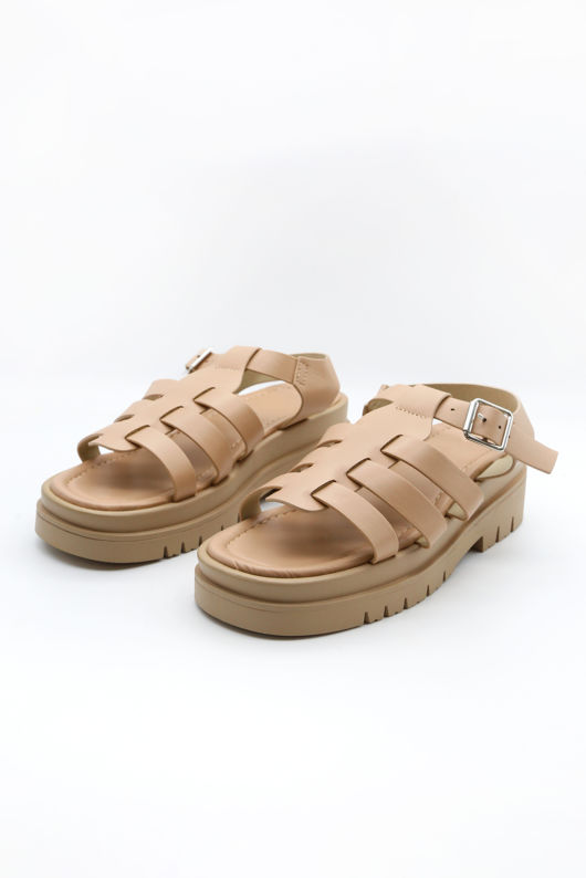 Beige Chunky Caged Sandal