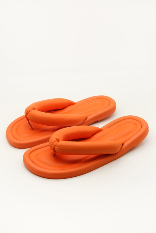 Orange Pu Padded Thong mule Sandals