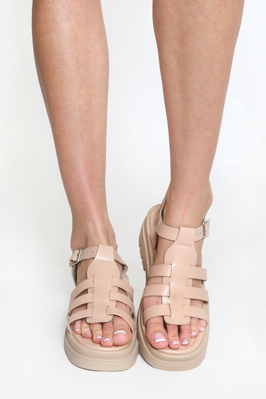 Beige Chunky Caged Sandal
