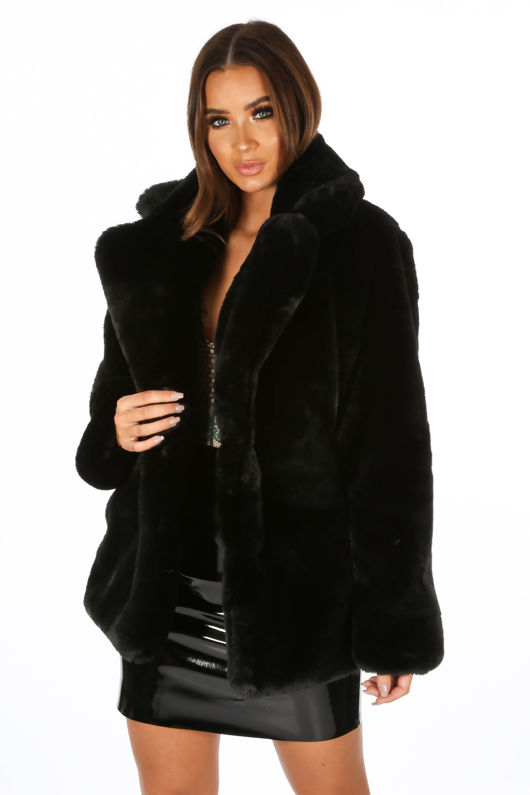 black fake fur jacket