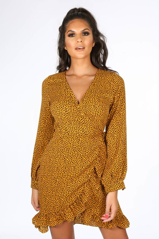 spotty wrap dress