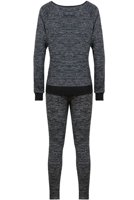 Grey Knitted Stud & Zip Detail Top & Pant Set