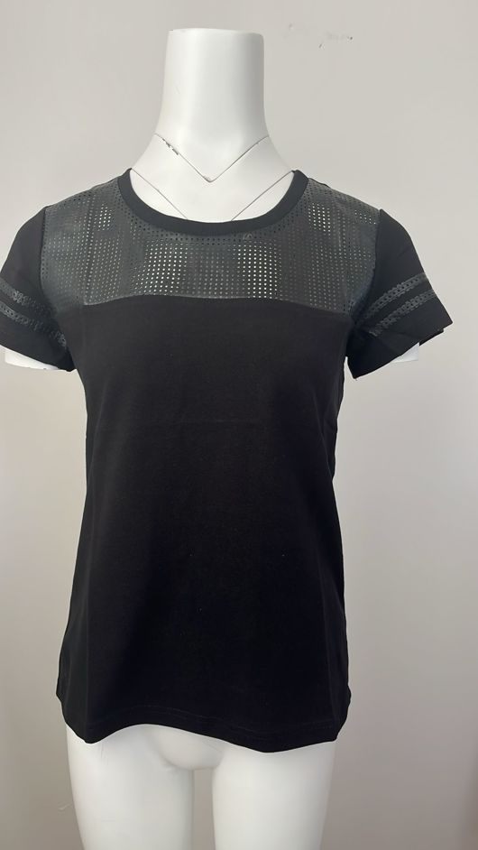 Black T Shirt With PU Patch