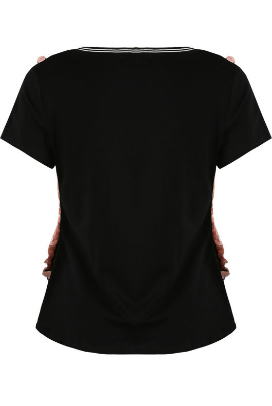 Black DAYTIME & NIGHT Slogan Frill Tee